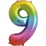 Foil Helium Balloon 34 inch Rainbow 9 (Inflated)