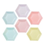 We Heart Pastels  Hexagonal Plates, 12 Pk, 6 Designs, 18Cm Diameter